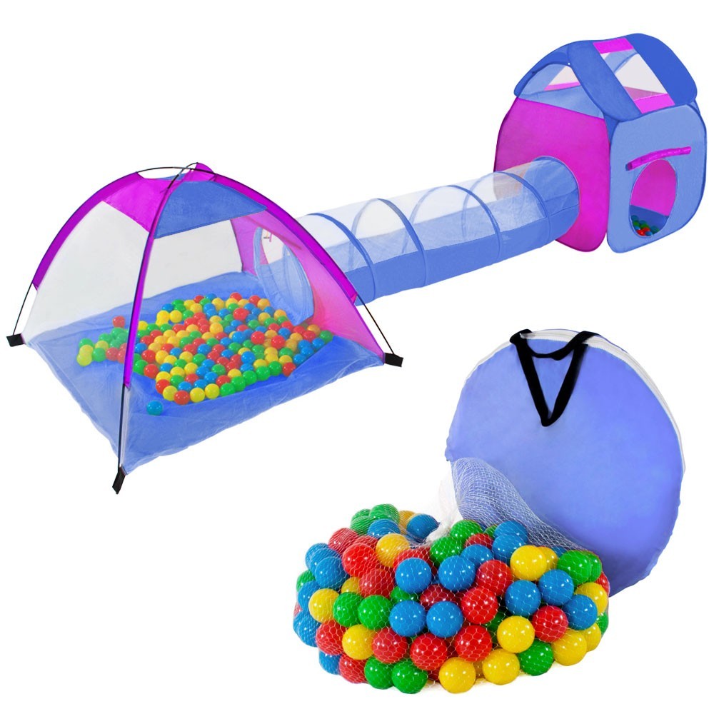 Tente jeux pour enfant tunnel + 200 balles 0108004