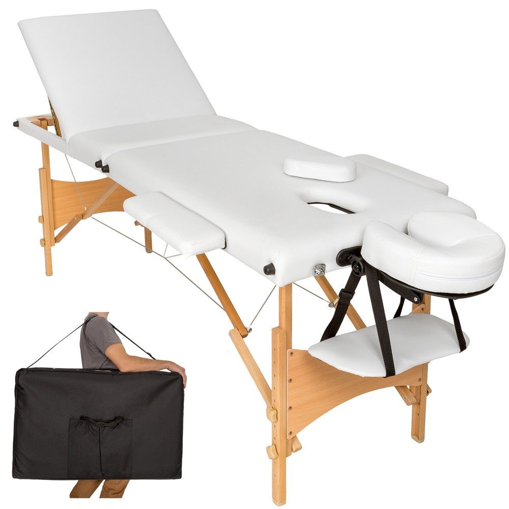 Table de massage blanche 3 zones avec sac de transport 2008053