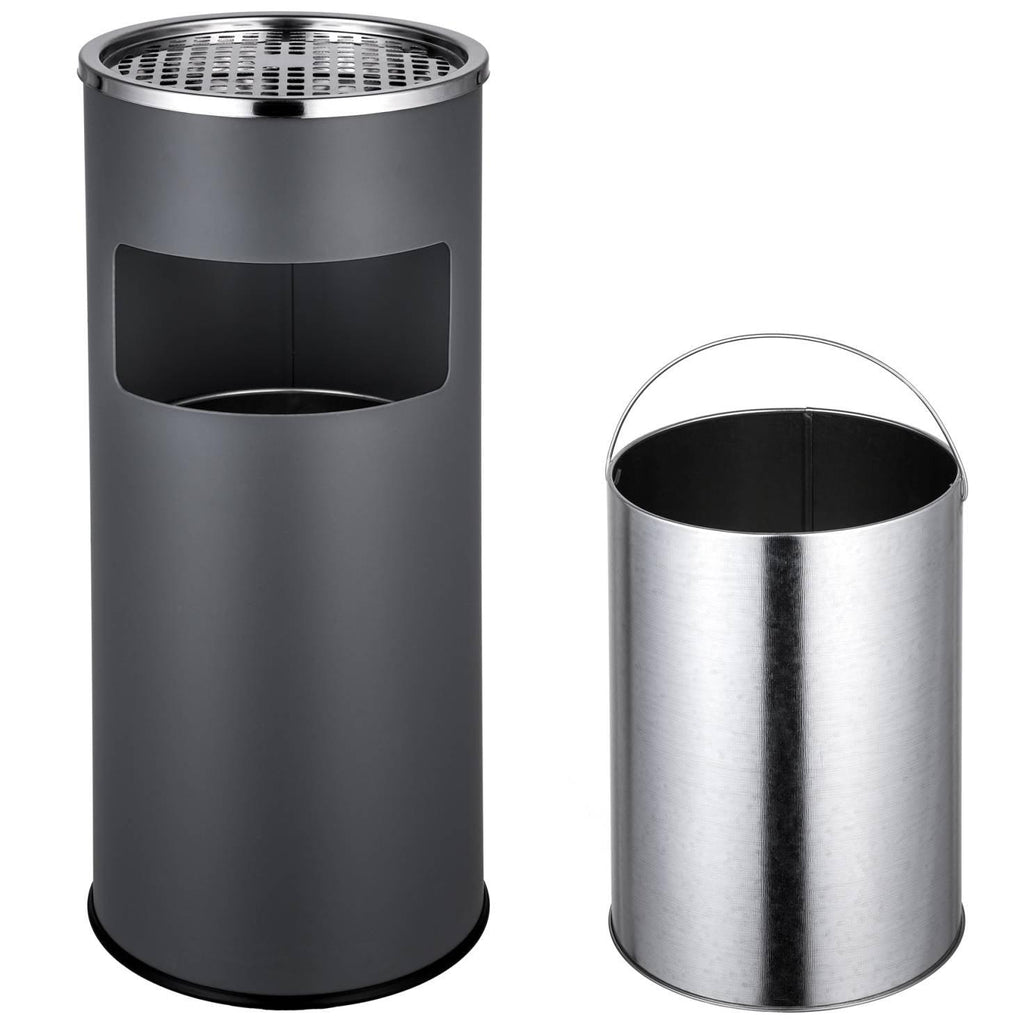 Cendrier extérieur design avec poubelle en acier inoxydable 30 litres gris 08_0000549 - Helloshop26