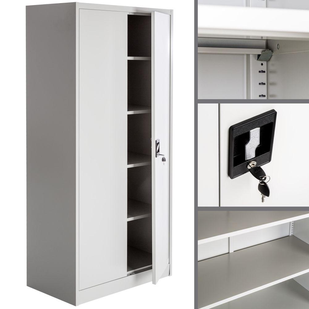 Armoire de bureau verrouillable dotée de 4 étagères meuble 5 niveaux gris 08_0000383 - Helloshop26