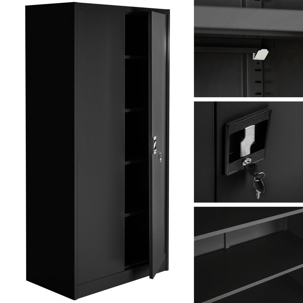 Armoire de bureau verrouillable dotée de 4 étagères meuble 5 niveaux noir 08_0000384 - Helloshop26