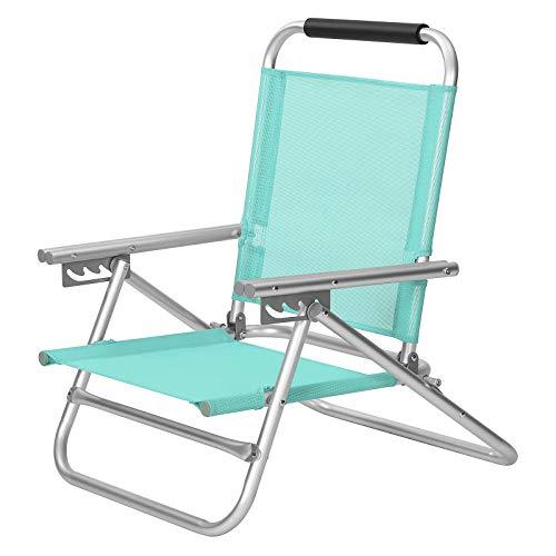 Chaise de plage portable siège d’extérieur pliable dossier réglable sur 4 positions avec accoudoirs tissu respirant et confortable charge 150 kg vert gcb065c01 12_0001660 - Helloshop26