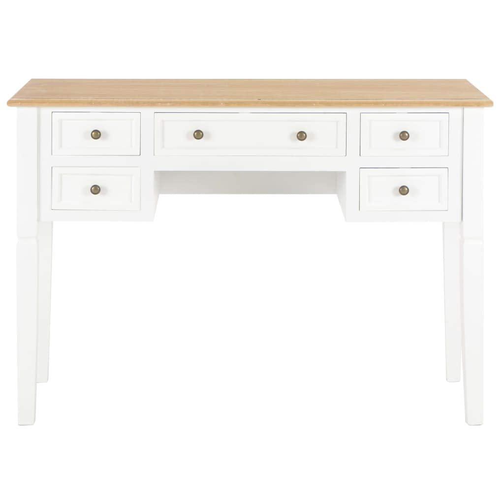 Bureau table meuble travail informatique bois blanc 109,5 cm 0502114 - Helloshop26