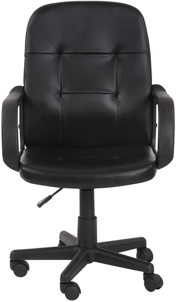 Chaise de bureau pivotante avec hauteur réglable siège ergonomique en simili cuir noir fauteuil de bureau pour ordinateur gamer 01_0000082 - Helloshop26