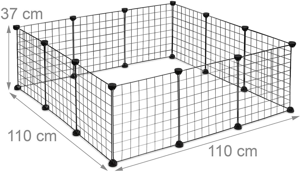 Enclos pour petits animaux domestiques parc extensible cage grille clapier grillage pack de 12 noir 13_0000964_2 - Helloshop26
