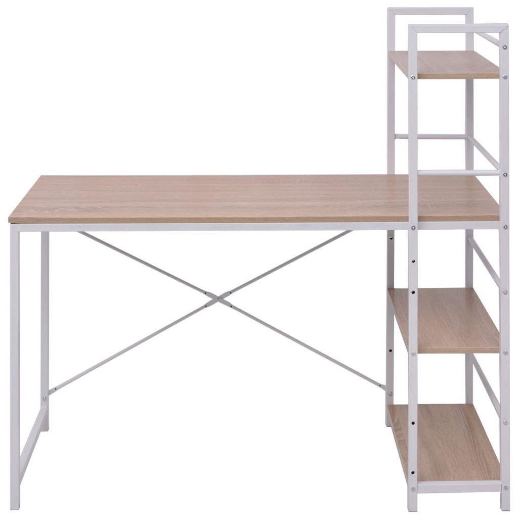Bureau table meuble travail informatique avec bibliothèque à 4 niveaux chêne 0502090 - Helloshop26