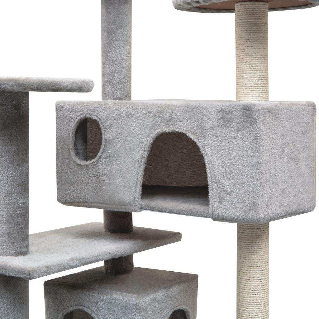 Arbre à chat griffoir grattoir niche jouet animaux peluché en sisal 125 cm gris 3702272 - Helloshop26