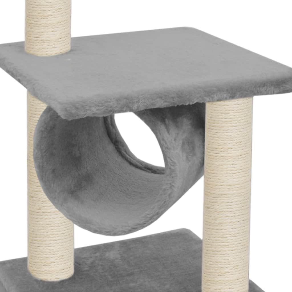 Arbre à chat griffoir grattoir niche jouet animaux peluché en sisal 65 cm gris 3702276 - Helloshop26
