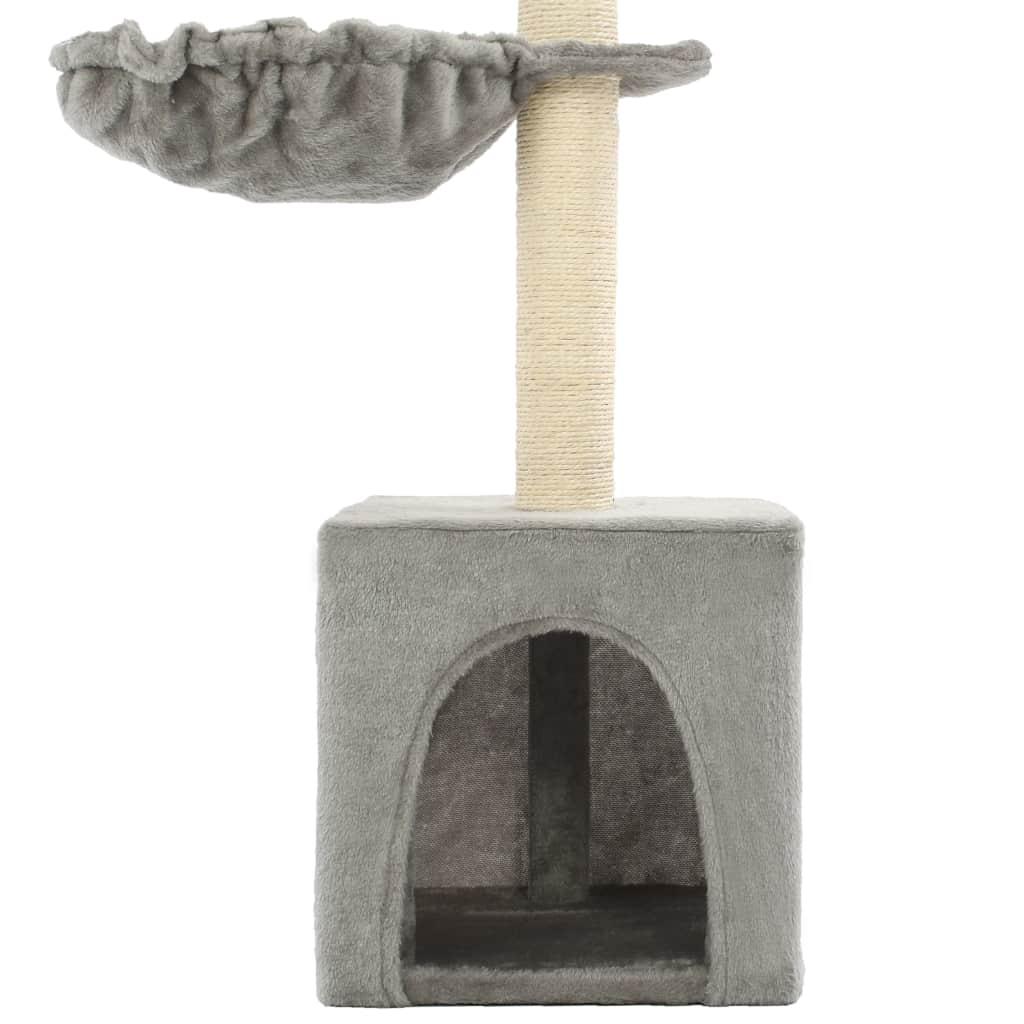 Arbre à chat griffoir grattoir niche jouet animaux peluché en sisal 105 cm gris 3702171 - Helloshop26