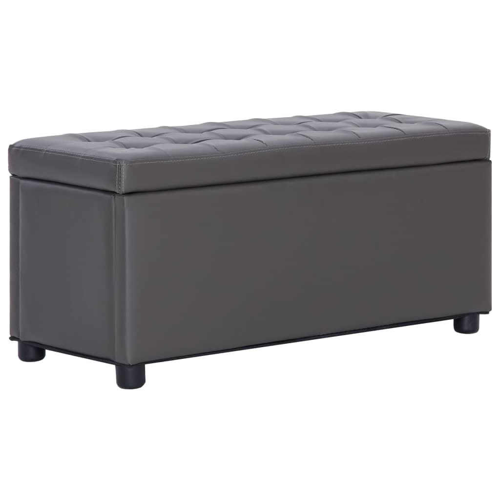 Banquette pouf tabouret meuble pouf de rangement 87 cm gris similicuir 3002153 - Helloshop26