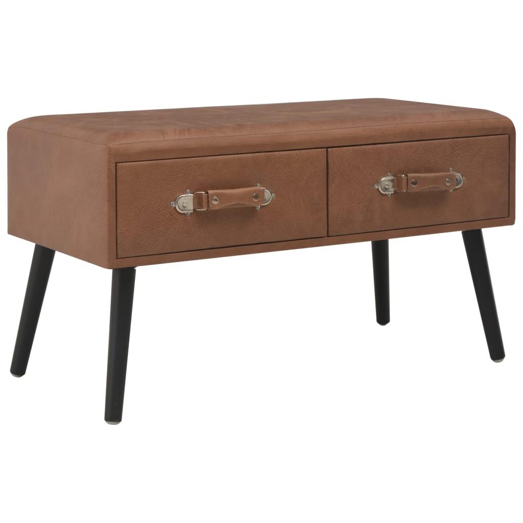 Banquette pouf tabouret meuble banc avec tiroirs 80 cm marron foncé similicuir 3002159 - Helloshop26