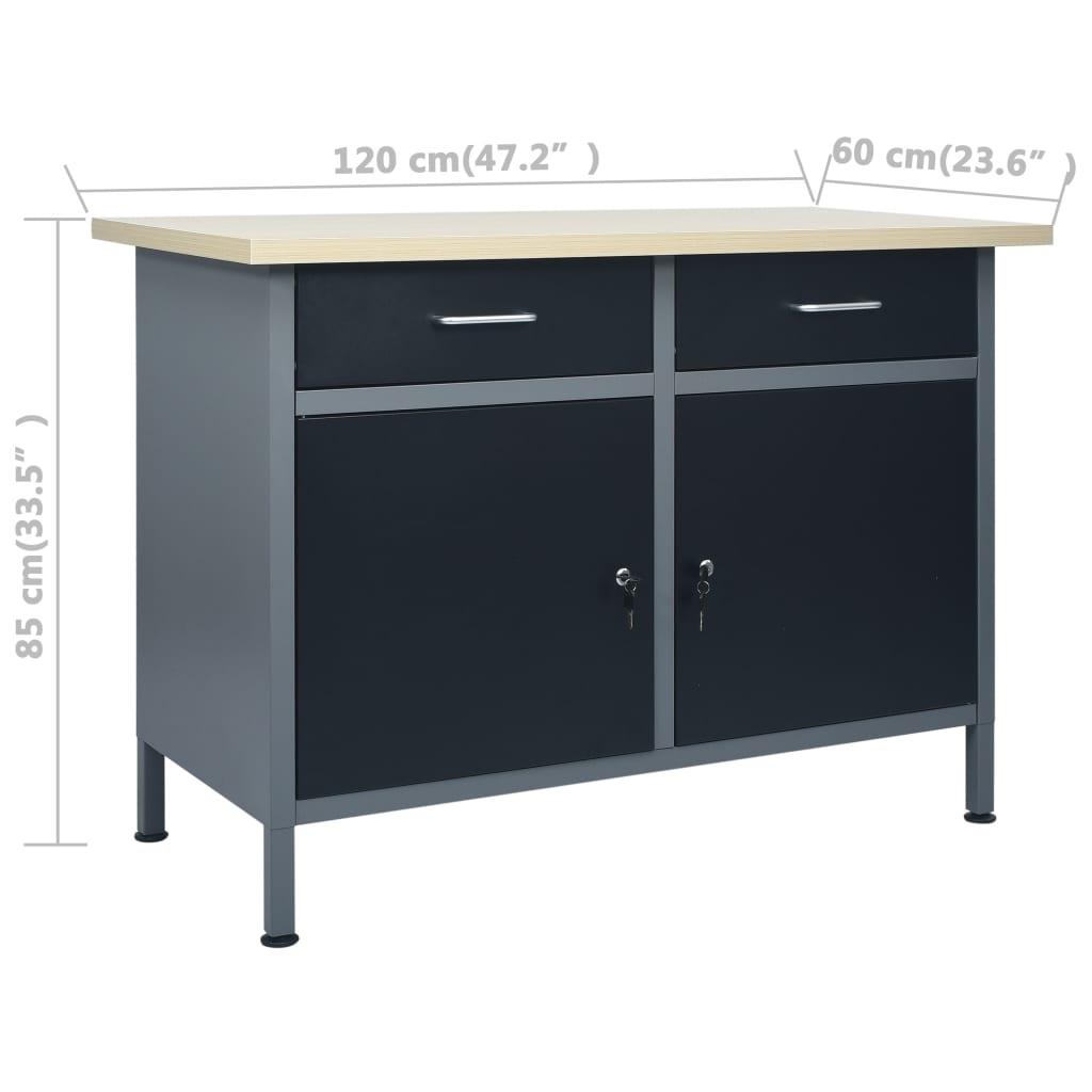 Etabli 120 cm et 3 panneaux muraux et 1 armoire table de travail atelier gris noir 02_0003664 - Helloshop26