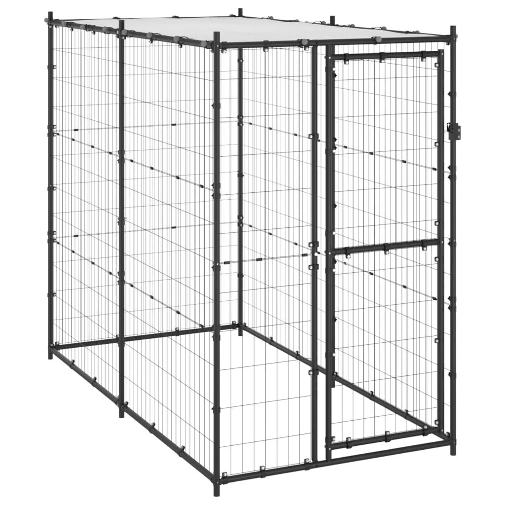 Chenil extérieur cage enclos parc animaux chien d'extérieur pour chiens acier avec toit 110 x 220 x 180 cm 02_0000377 - Helloshop26