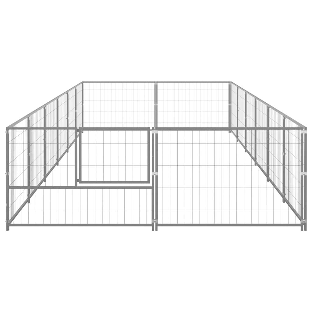 Chenil extérieur cage enclos parc animaux chien argenté 12 m² acier 02_0000235 - Helloshop26