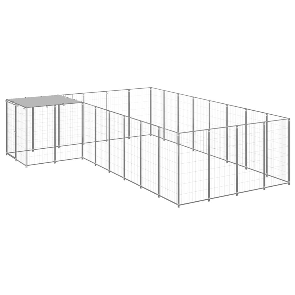 Chenil extérieur cage enclos parc animaux chien argenté 10,89 m² acier 02_0000231 - Helloshop26
