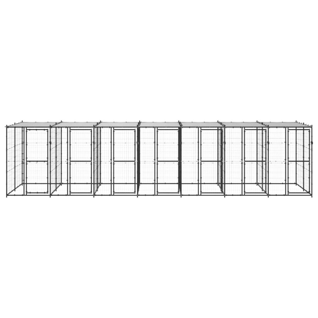 Chenil extérieur cage enclos parc animaux chien extérieur acier avec toit 16,94 m² 02_0000392 - Helloshop26