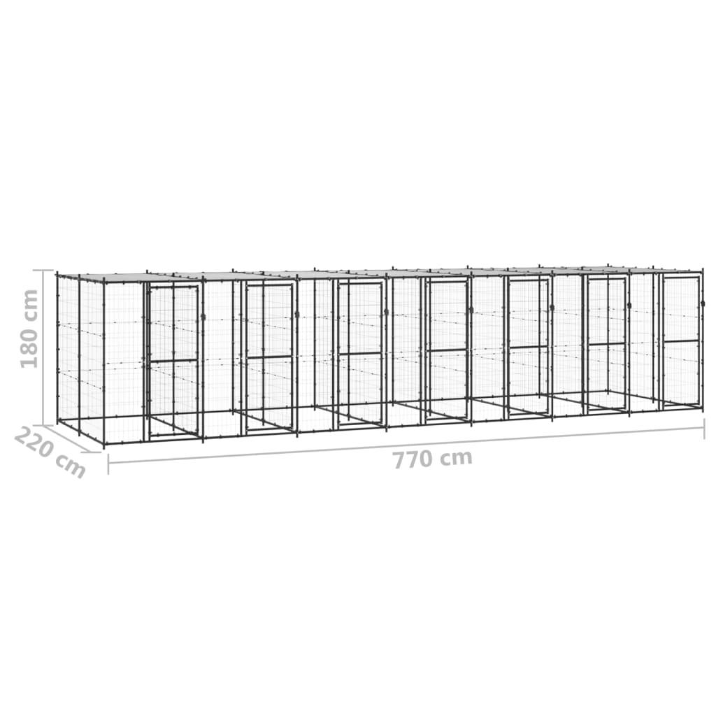 Chenil extérieur cage enclos parc animaux chien extérieur acier avec toit 16,94 m² 02_0000392 - Helloshop26