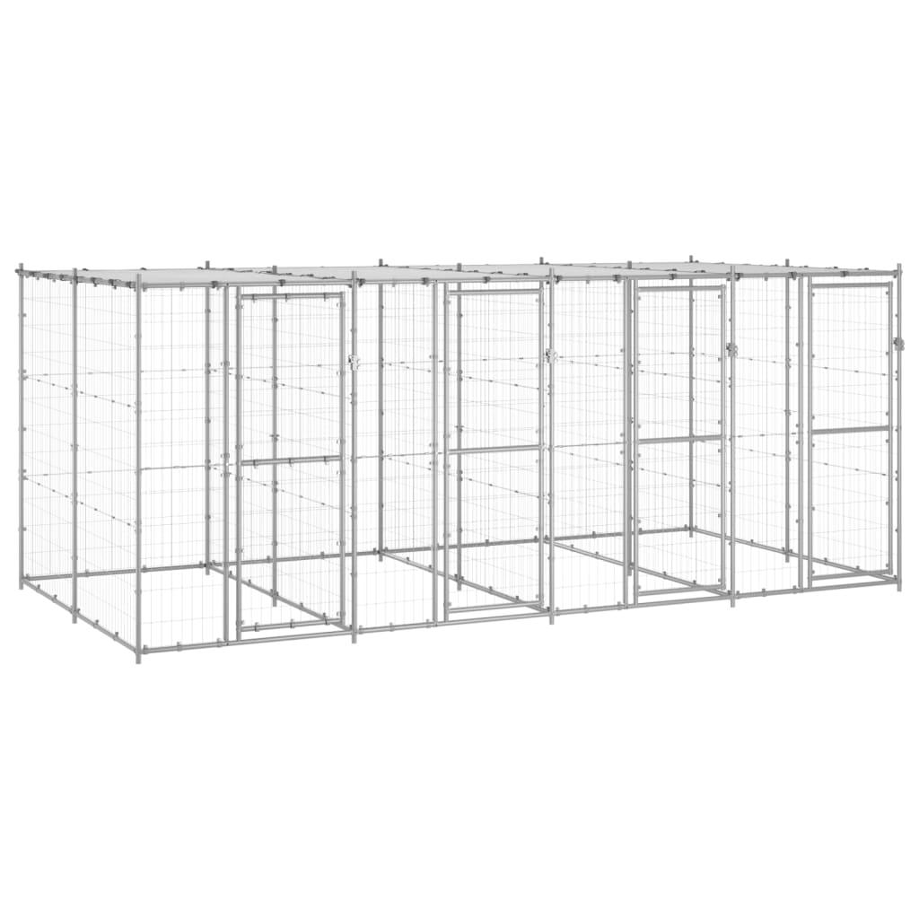 Chenil extérieur cage enclos parc animaux chien extérieur acier galvanisé avec toit 9,68 m² 02_0000447 - Helloshop26