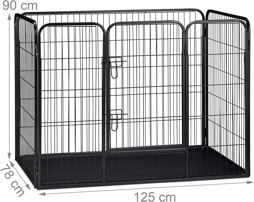 Enclos cage pour chien avec sol 90 x 125 x 78 cm noir 13_0000965 - Helloshop26