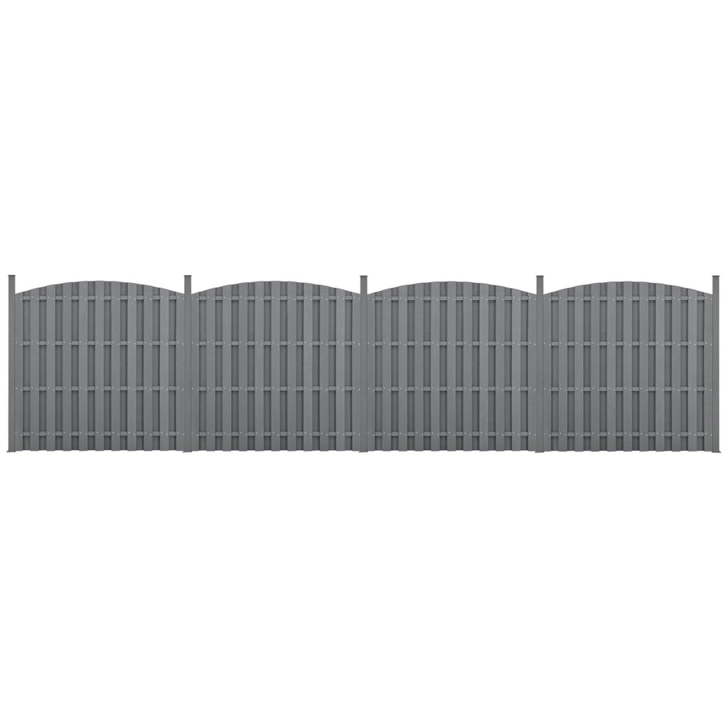 4 pièces de clôture barrière brise vue brise vent bois composite WPC demi-cercle arrondi 185 x 747 cm gris 03_0000229 - Helloshop26