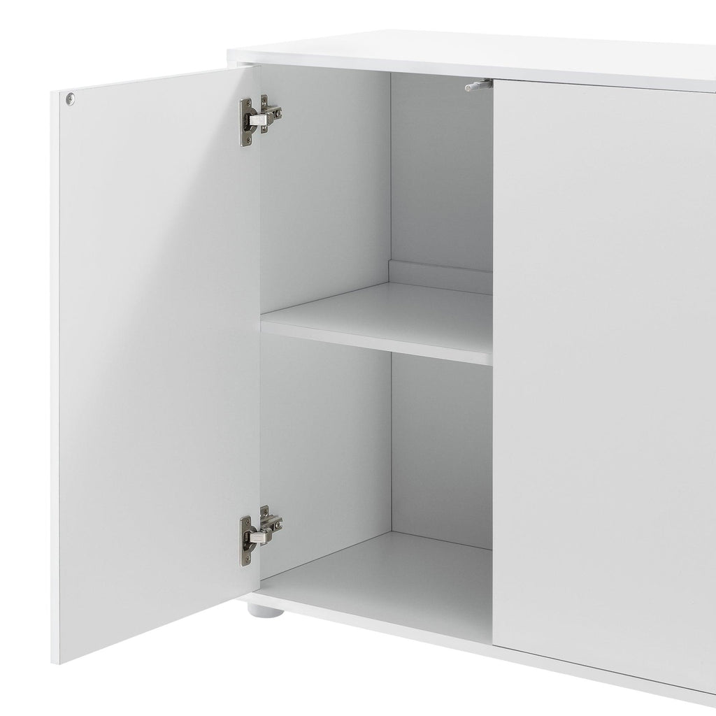 Buffet commode meuble de rangement pratique avec 2 tiroirs 3 portes 117 cm blanc mat 03_0005047 - Helloshop26