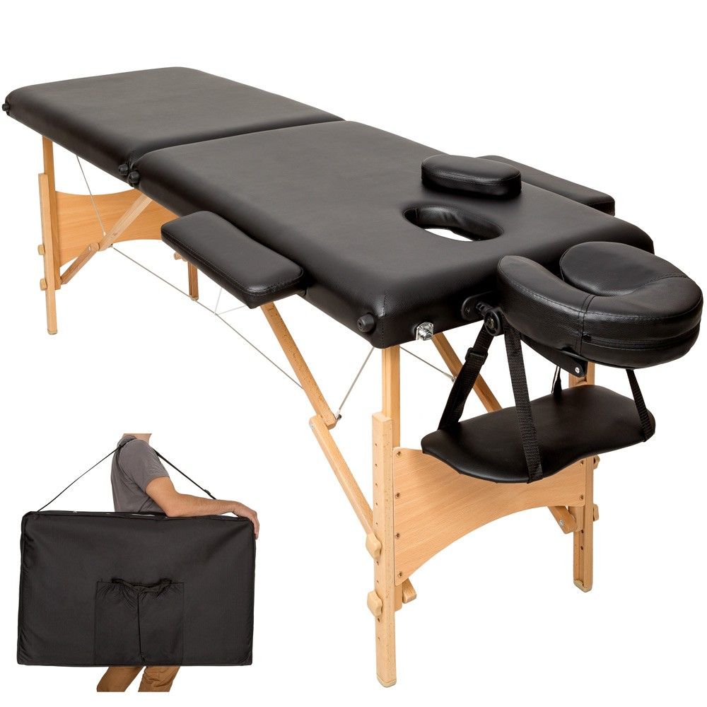 Table de massage noire 2 zones avec sac de transport 2008051