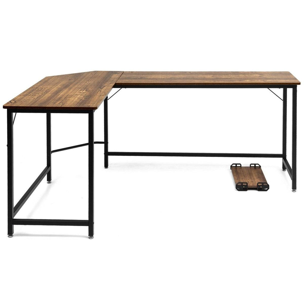 Bureau table d'ordinateur d'angle en bois et métal 168 x 125 x 74 cm marron 20_0000348 - Helloshop26