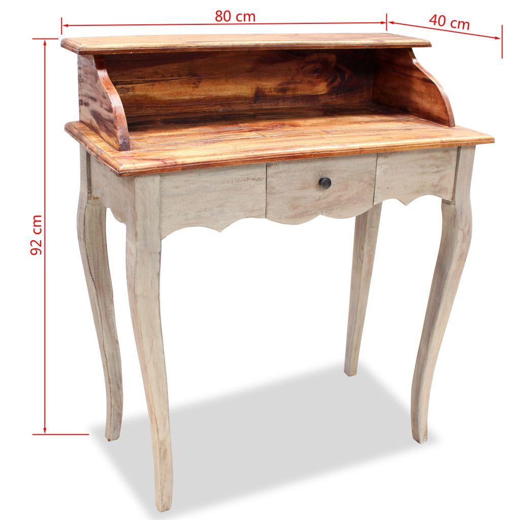 Bureau table meuble travail informatique bois de récupération massif 80 x 40 x 92 cm 0502097 - Helloshop26