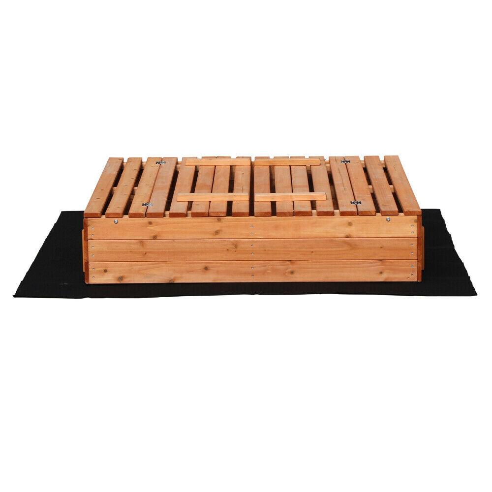 Bac à sable couvercle repliable 2 bancs intégrés 98 cm bois d'épicéa 16_0002201 - Helloshop26