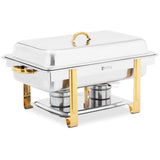 Chafing dish GN 1/1 accents dorés 9 litres 2 brûleurs acier inoxydable argenté 14_0008575
