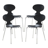 Lot de 4 chaises de salle à manger moderne design robuste noir / chrome 03_0009838