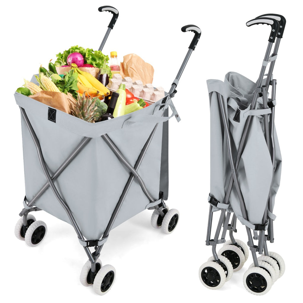 Caddie De Courses Pliable 3 Roues, Bleu à Carreaux, 54x34x24 Cm, Neuf