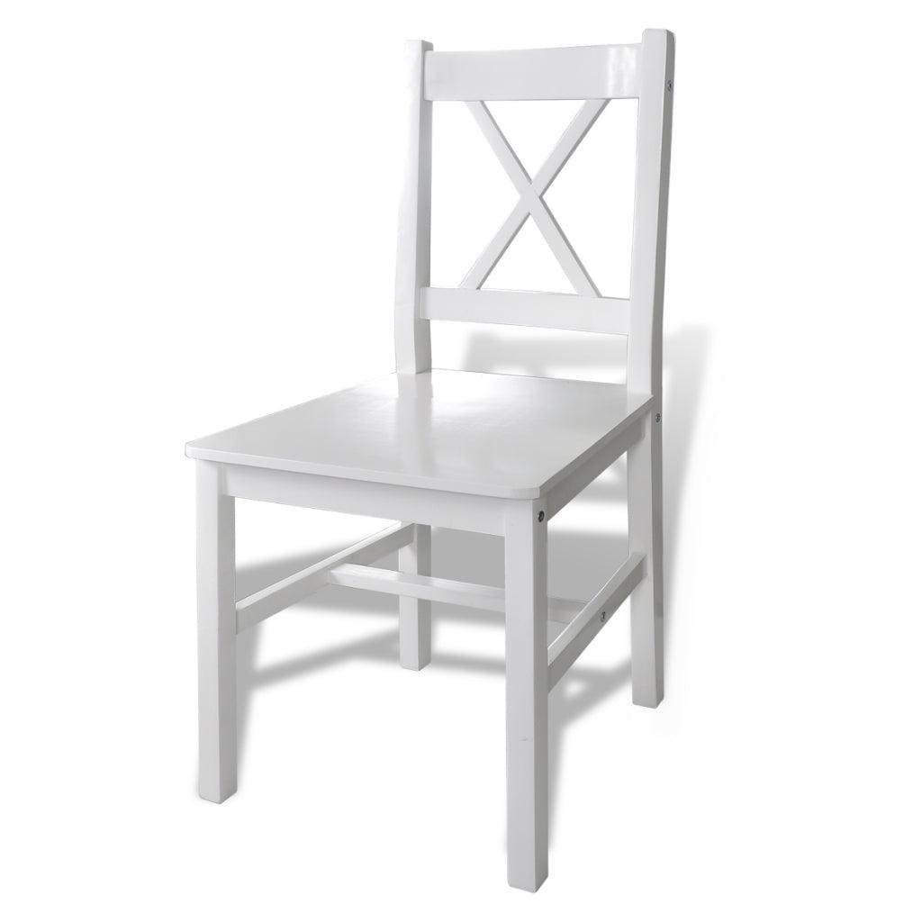 Ensemble table salle à manger 108  cm salon en bois de pin avec 4 chaises blanc 0902031 - Helloshop26