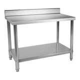 Table de travail cuisine professionnelle acier inox 120 x 60 cm capacité de 110 kg avec dosseret 14_0003653