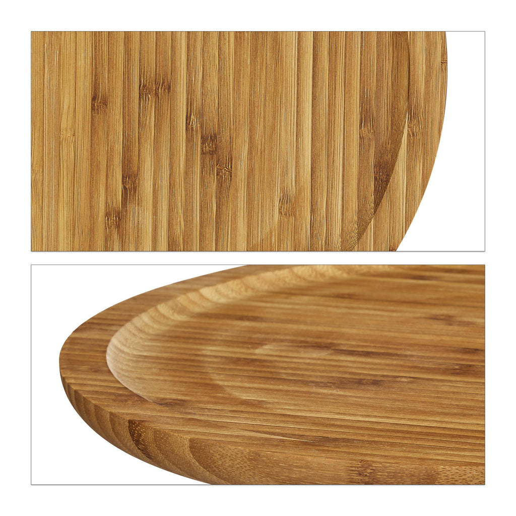 Assiette tournante en bambou plateau de fromage en bois rond diamètre 33 cm bambou 13_0000305 - Helloshop26
