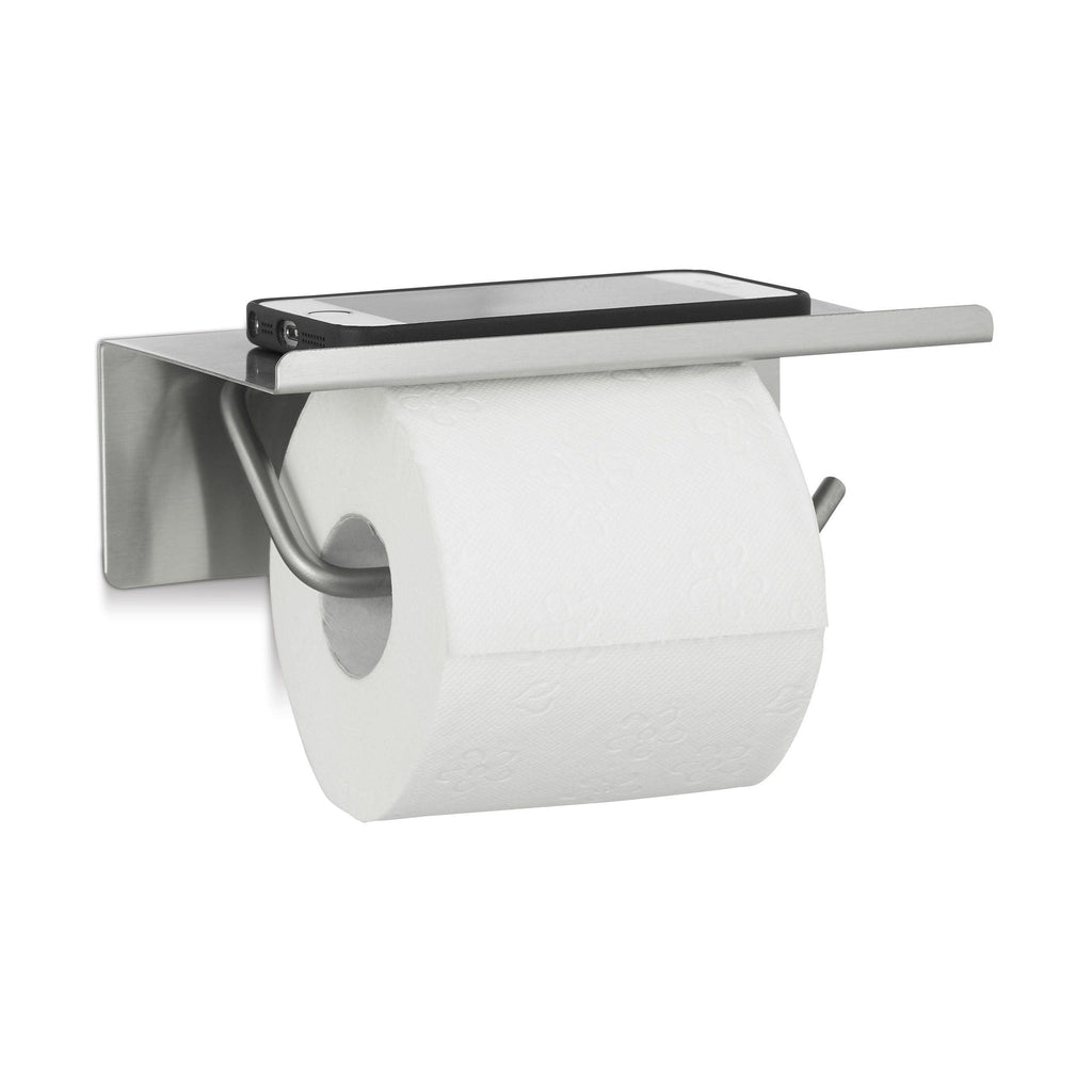Dérouleur papier toilettes WC inox avec support smartphone téléphone argenté 13_0002209 - Helloshop26