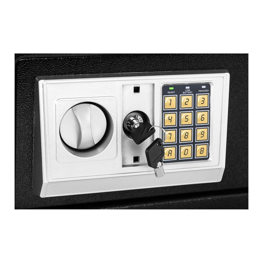 Coffre-fort électronique numérique combinaison programmable clés de secours piles incluses acier - 31 x 20 x 20 cm 14_0001079 - Helloshop26