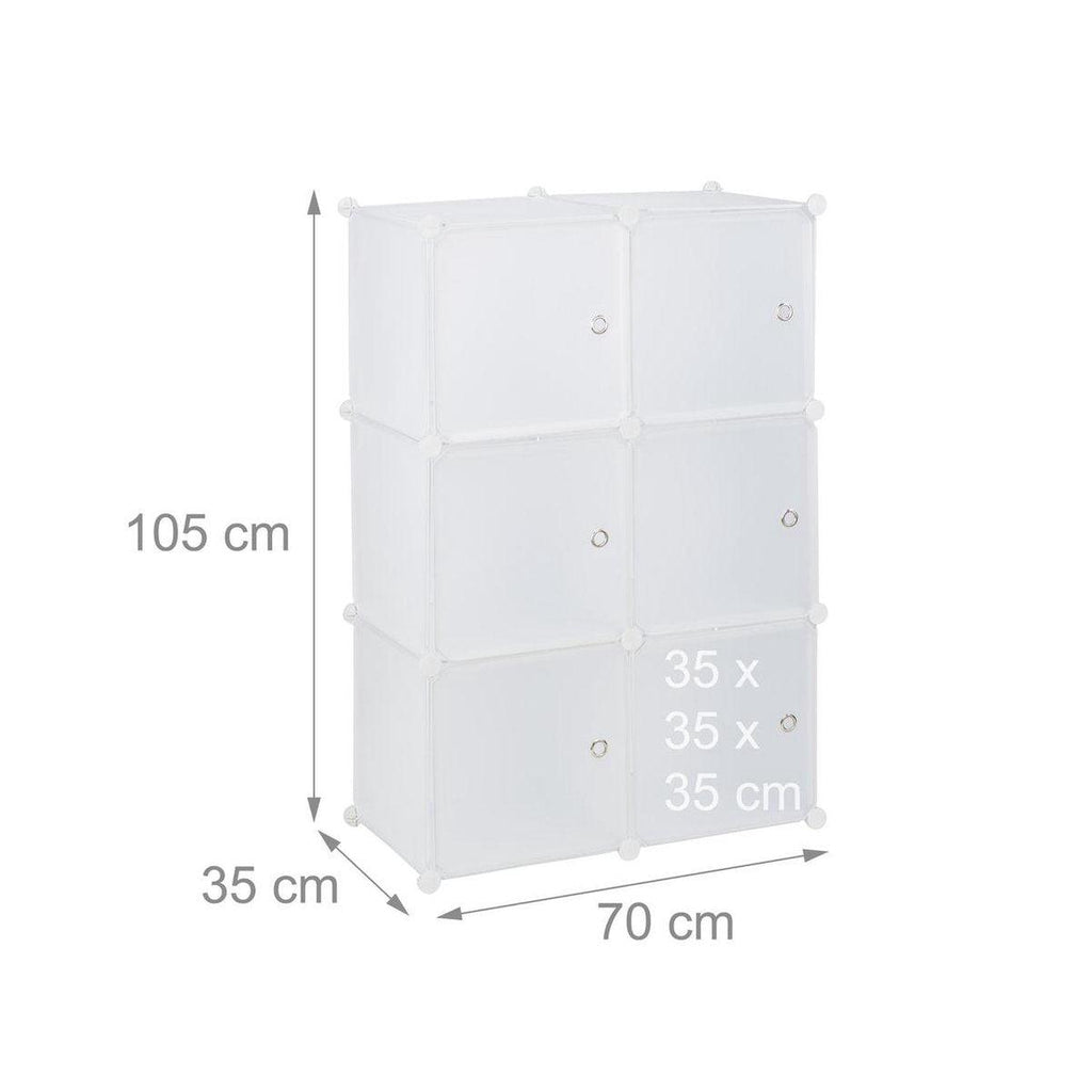 Armoire étagère système de rangement plastique avec 6 portes blanc 13_0002583_2 - Helloshop26