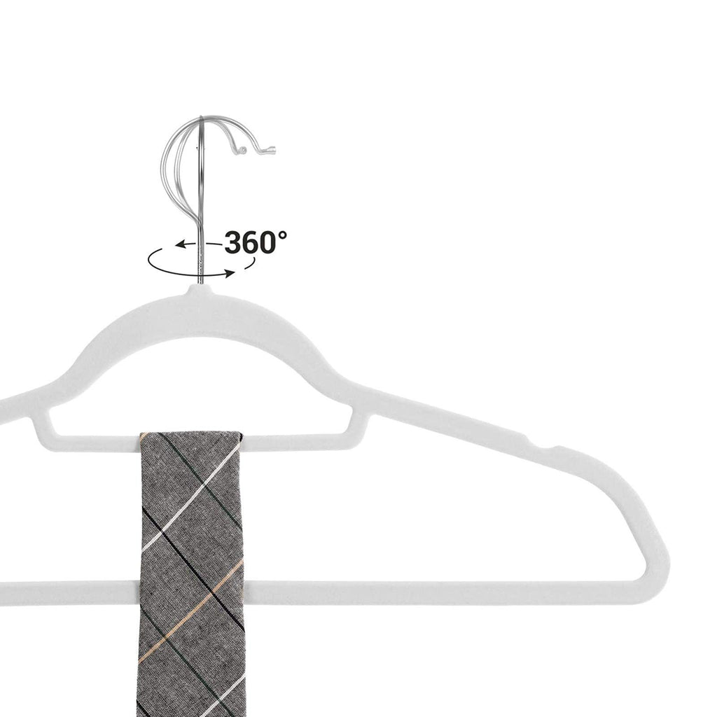 Cintres en velours lot de 20 antidérapants épaisseur 0 6 cm gain de place crochet pivotant à 360° longueur 45 cm pour manteaux chemises robes pantalons blanc 12_0003419 - Helloshop26