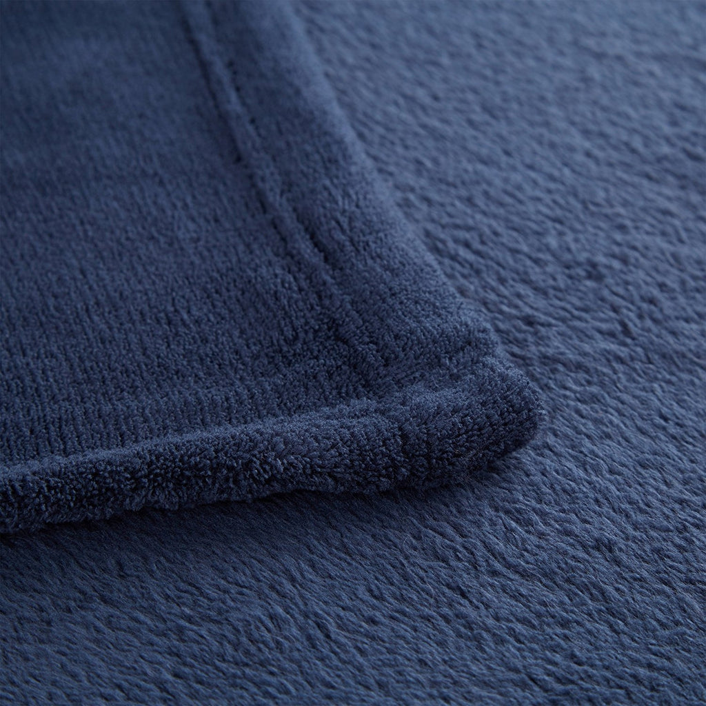 Grande couverture polaire plaid douillet lavable 200 x 220 cm bleu 2013085