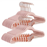 Lot de 24 cintres en velours longueur 42,5 cm pinces amovibles en rose gold anti-glisse gain de place modèle adulte pour costumes manteaux hauts à bretelles rose pâle 12_0002354