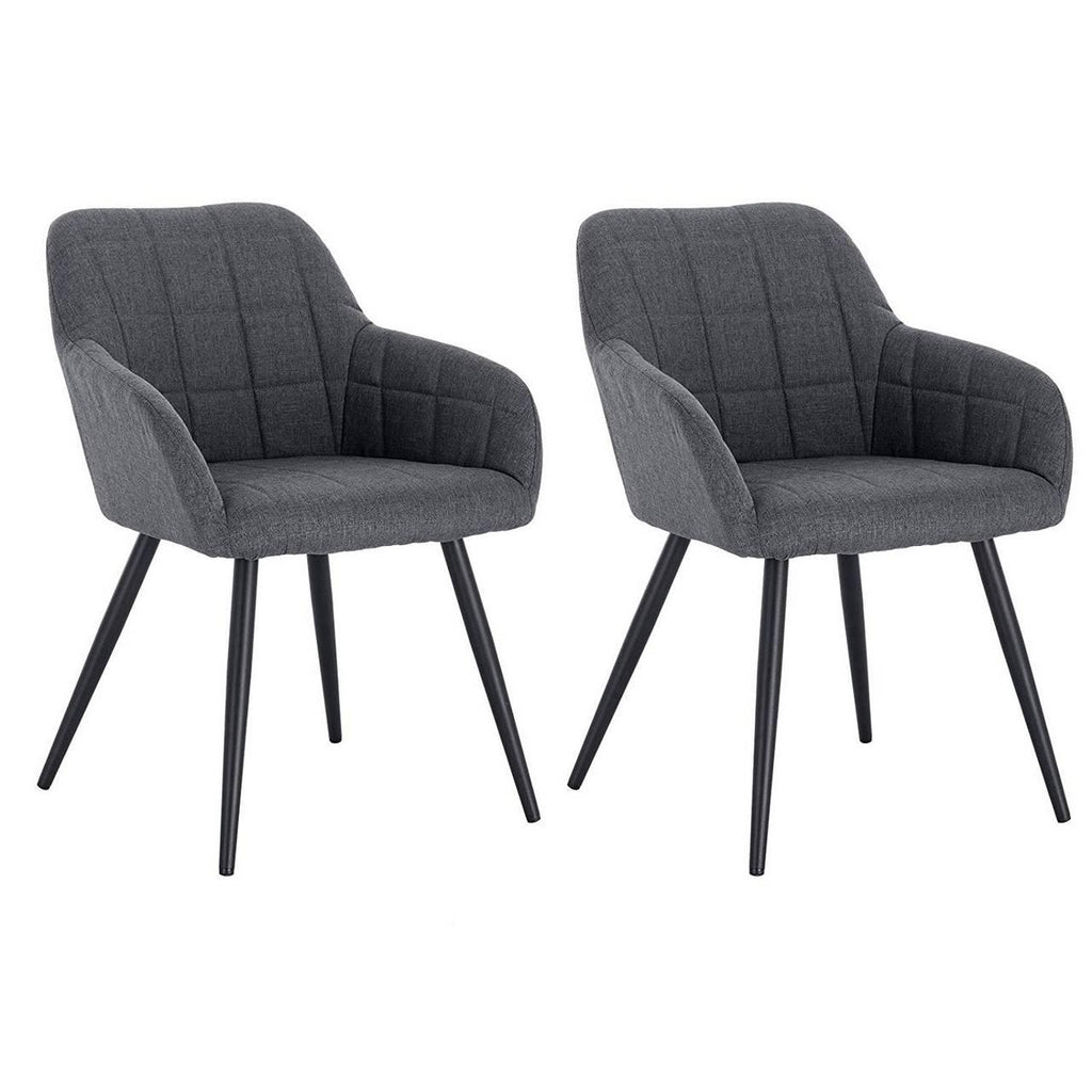 Chaises de salle à manger en lin 2 pièces modèle élégant gris foncé 19_0000332 - Helloshop26