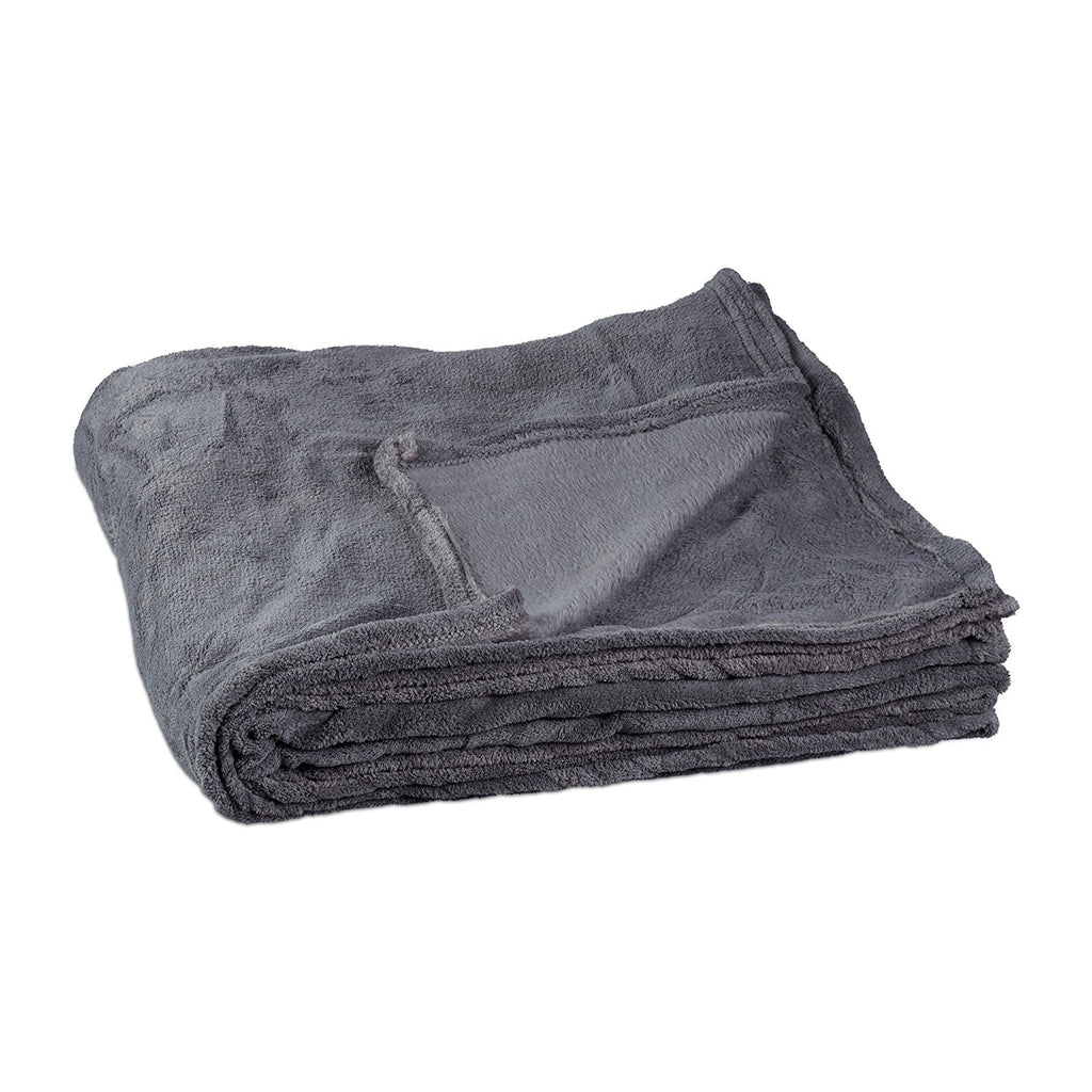 Grande couverture polaire plaid douillet lavable 200 x 220 cm gris 2013086