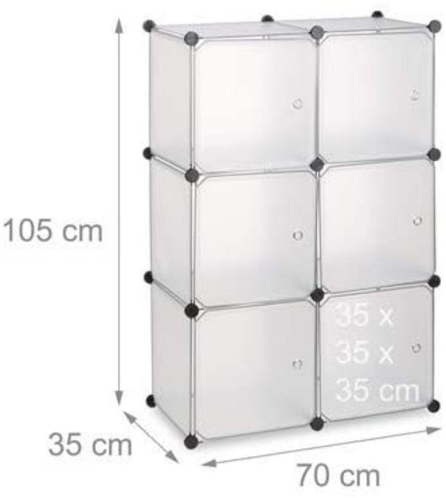Armoire étagère système de rangement plastique avec 6 portes transparent 13_0002583 - Helloshop26