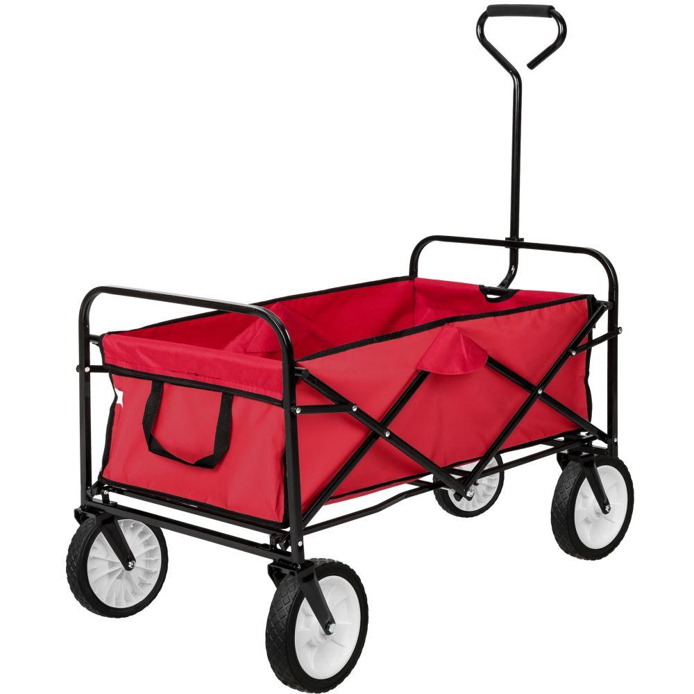 Chariot de jardin pliable 80 kg outils jardinage rouge 08_0000345 - Helloshop26
