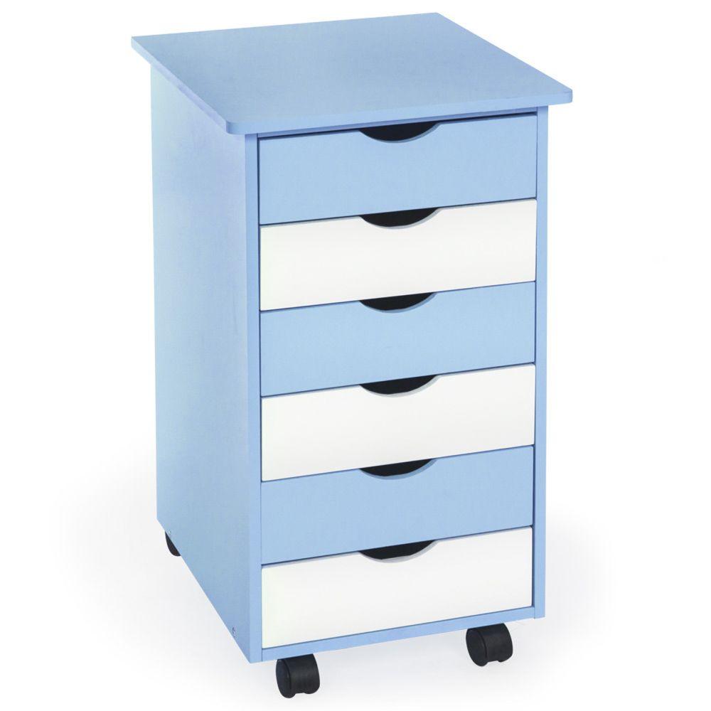 Caisson de bureau meuble en bois enfant 66 cm bleu et blanc 08_0000393 - Helloshop26