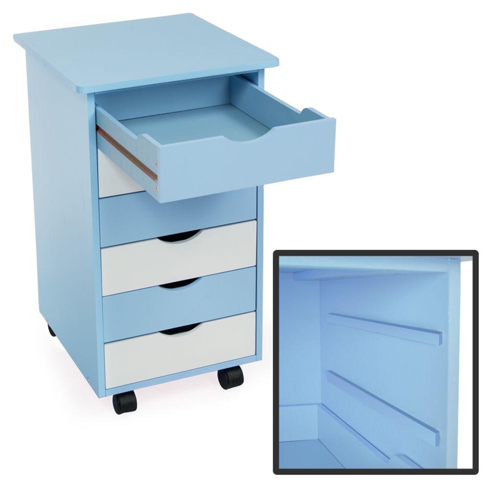 Caisson de bureau meuble en bois enfant 66 cm bleu et blanc 08_0000393 - Helloshop26