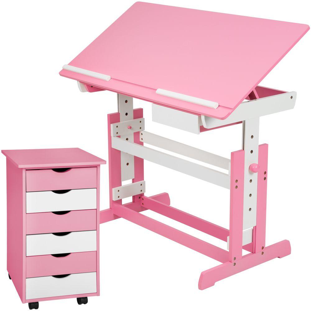 Bureau enfant avec caisson meuble rose 0508096 - Helloshop26