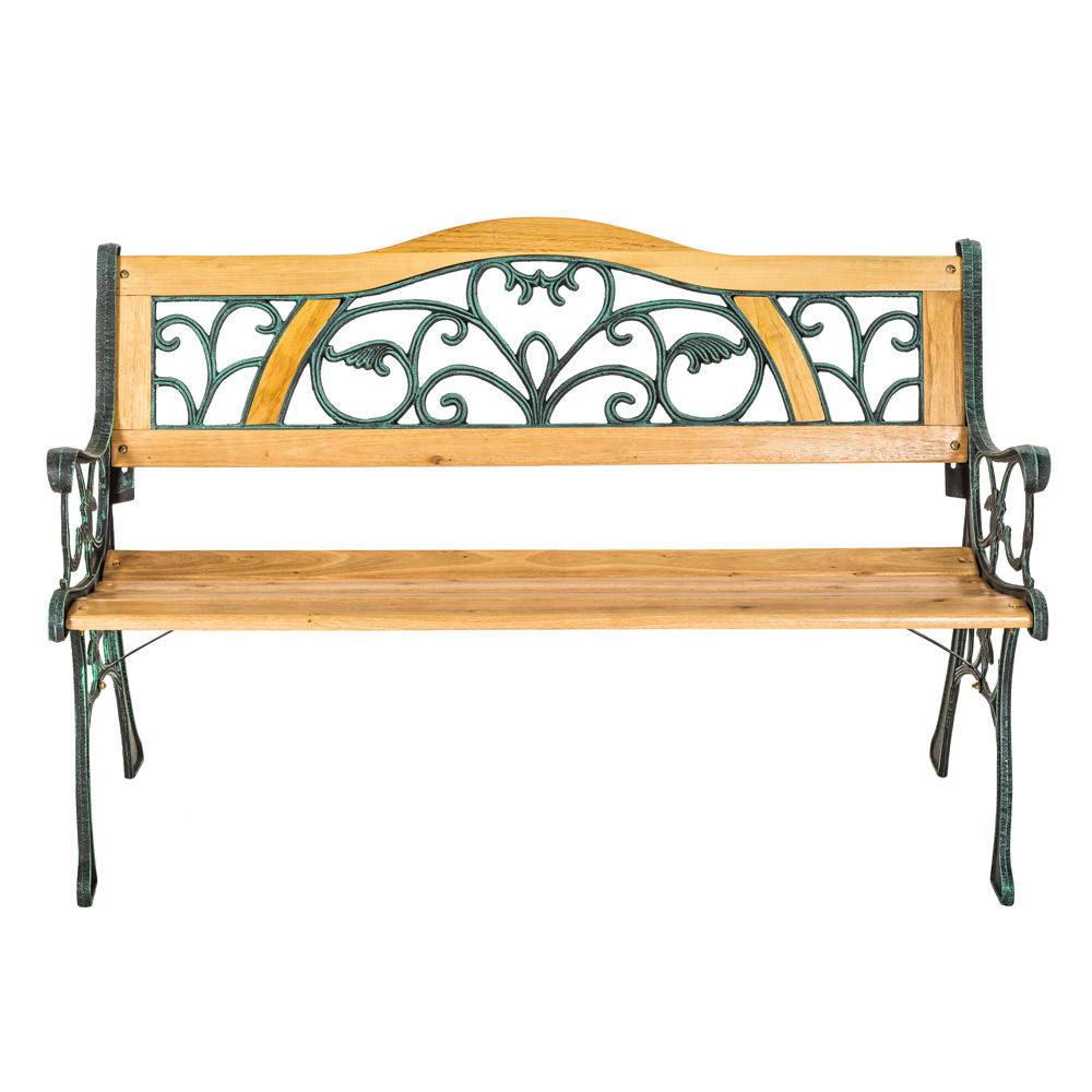 Banc bois et fonte meuble de jardin 124 cm 2208148 - Helloshop26