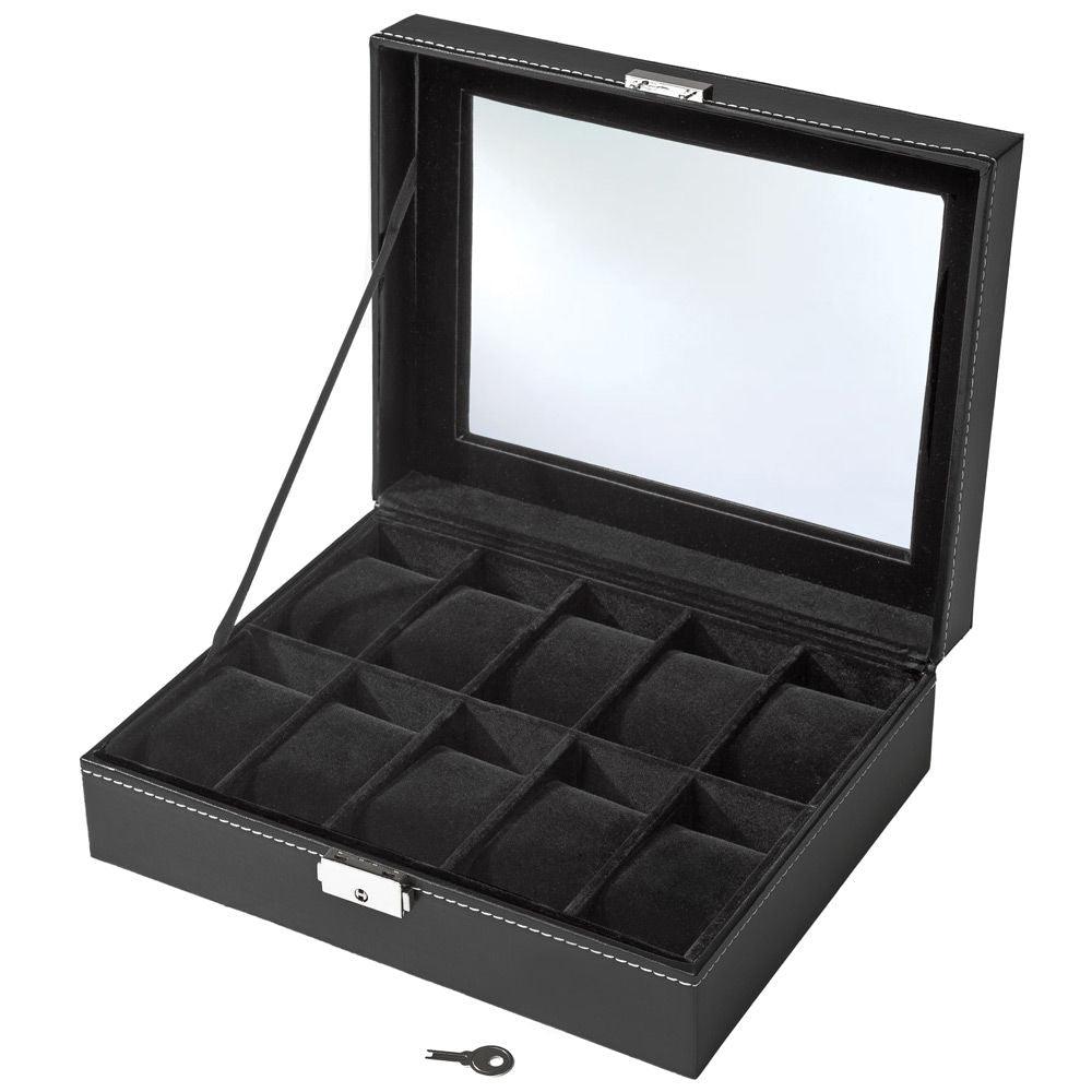 Boîte à bijoux 10 compartiments avec coussins noir 2008166 - Helloshop26